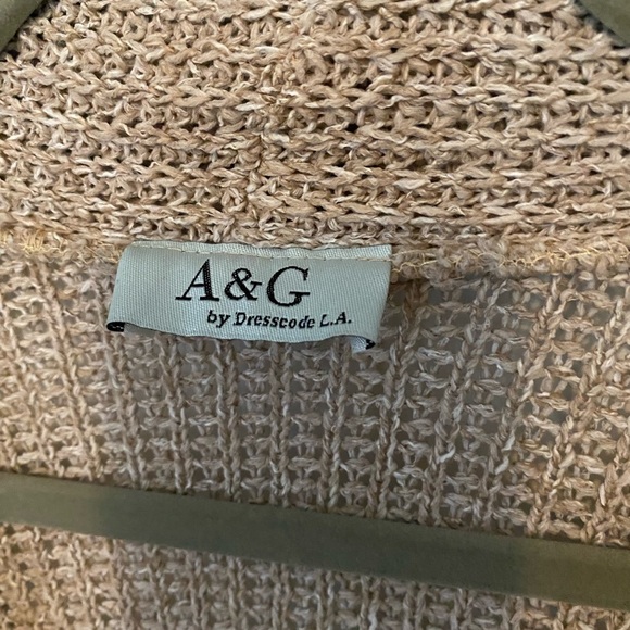 Tan Open-Front Knit Cardigan Sweater - Picture 4 of 4